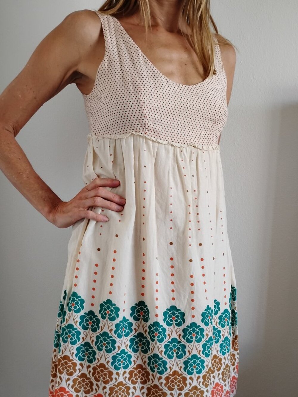 Vintage Fossil babydoll dress, sz small, silk/cotton blend, knee length